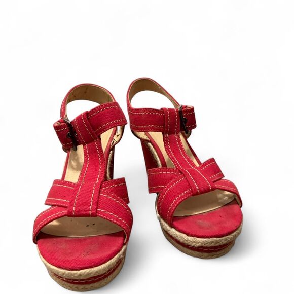 Women's Red wedge Sandals - Picture 4 of 6